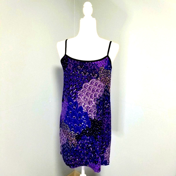 Dream Dance Peacock Dress Multicolor Purple Blue Sparkly Womens Small - Picture 1 of 7